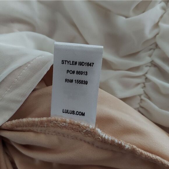 Lulu's Do the Most White Ruched Mesh Strapless Bodycon Mini Dress Small - Picture 7 of 11